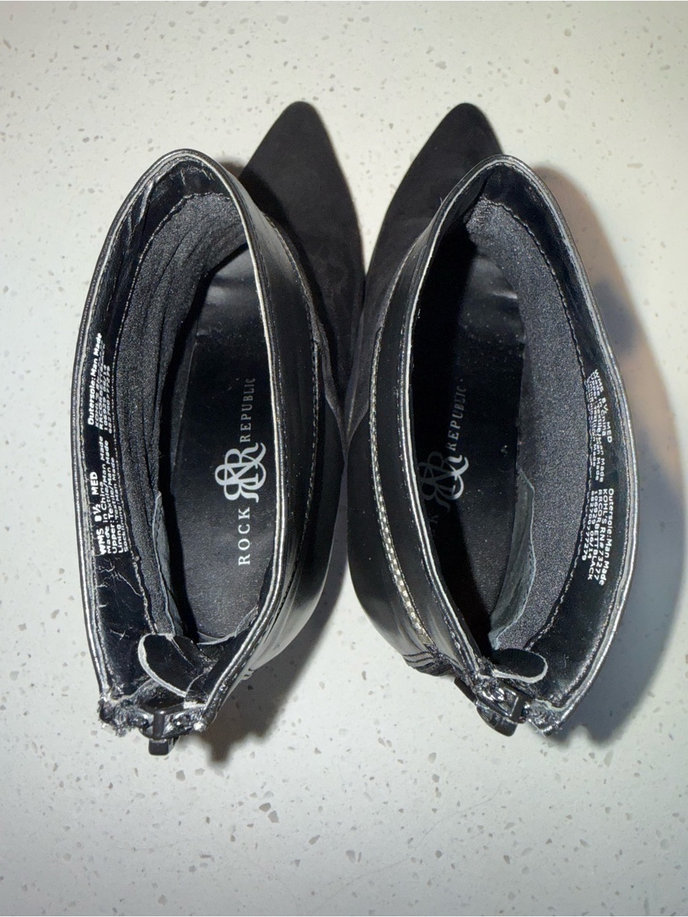 Rock & Republic Black Leather & Suede Zip-Accent Ankle Booties - Picture 9 of 13